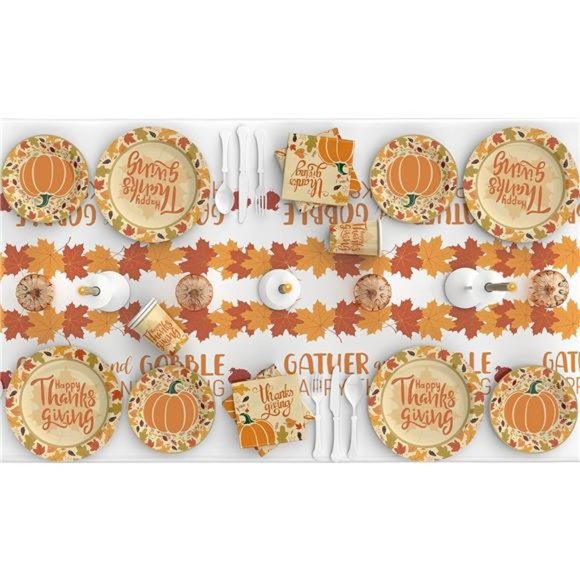 Thanksgiving Tablecloth 2 Pack 54" X 108" Fall Party Supplies Pumpkins - Picture 6 of 6